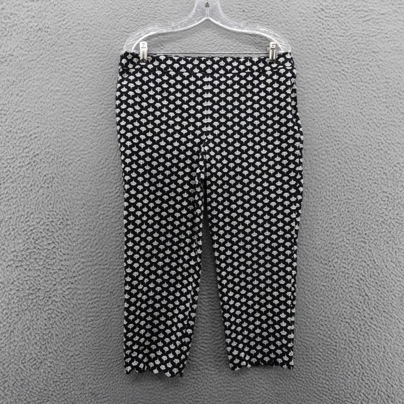 Talbots Pants - Talbots Floral Print Pants Black White 10P Womens Stretch Cropped Trousers